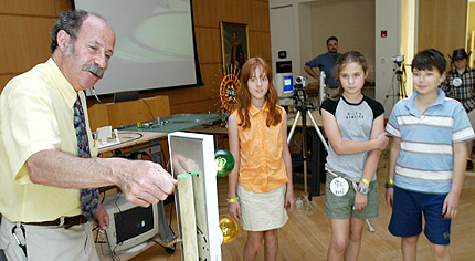 Professor Michael Littman enlisted the help of children to act as train engines and signalmen in his reunions event, Michael Littman enlisted the help of children